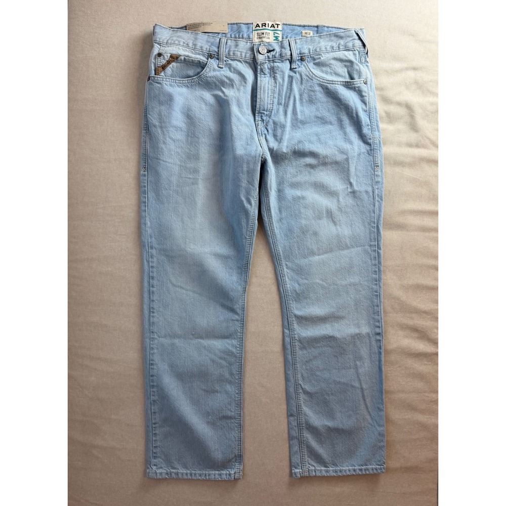 Ariat M7 Zuma Toro Straight Leg Jeans Mens 38x30 Light Wash Slim Fit Denim Work